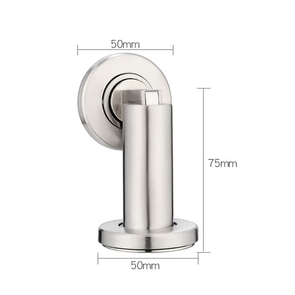 Magnetisk dørstopper i rustfritt stål-look - Dørstopper med gulv- og veggmonteringsmateriale - Magnetisk dørstopper - Ø 5cm