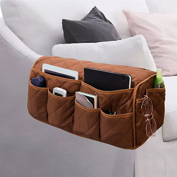 Sofa armlæn organizer, sofa lænestol caddy sengebord hængende pung opbevaringspose, egnet til tablets, telefoner