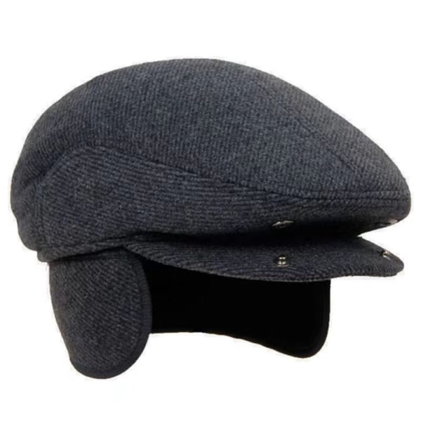 Herre uldblanding strikket newboy cap flad top hat sort