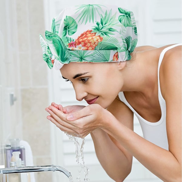 2 vanntette dusjhetter Gjenbrukbare miljøvennlige dusjhetter (rosa+ananas)