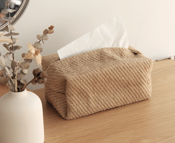 Servettdispenser i linne och bomull, 22x10x10 cm
