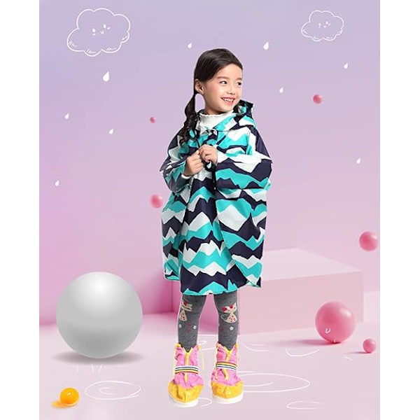 Barn Poncho Regnrock Lätt Regnrock Barn Poncho Pojkar Flickor 4-7 År