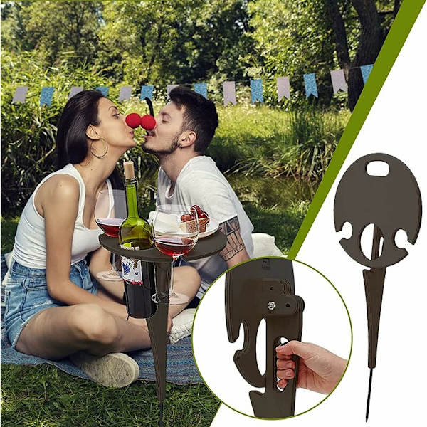 Strandbord, picknickvinställ, hopfällbart bärbart vinbord, hopfällbart
