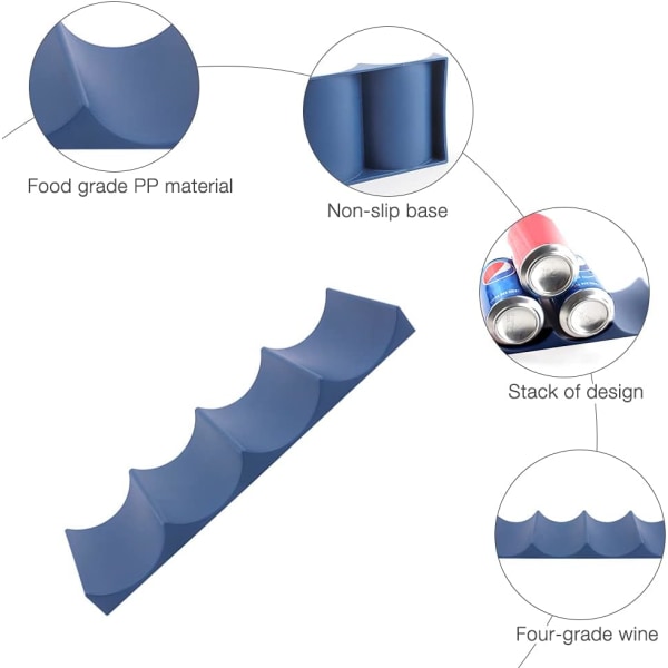 Europeisk stil flaskeholder, 2 stk. plastflaskeholder for kjøleskap, kjøkkenbenker, spiskammer, kjøleskap (lyseblå, marineblå)