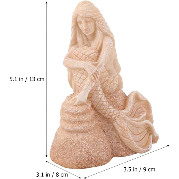 Havfrue Figur Resin Akvarium Statue Miniatyr Hage Fe Hage