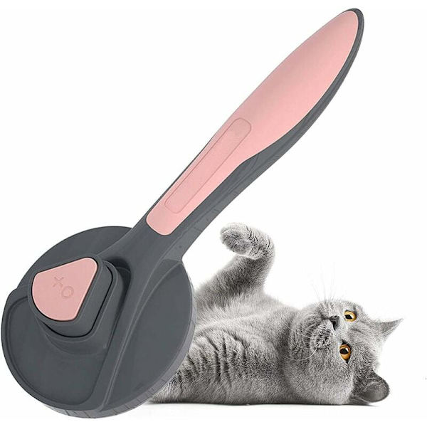 Självrengörande pälsborste för hundar och katter, ergonomisk design som inte repar huden - Rosa