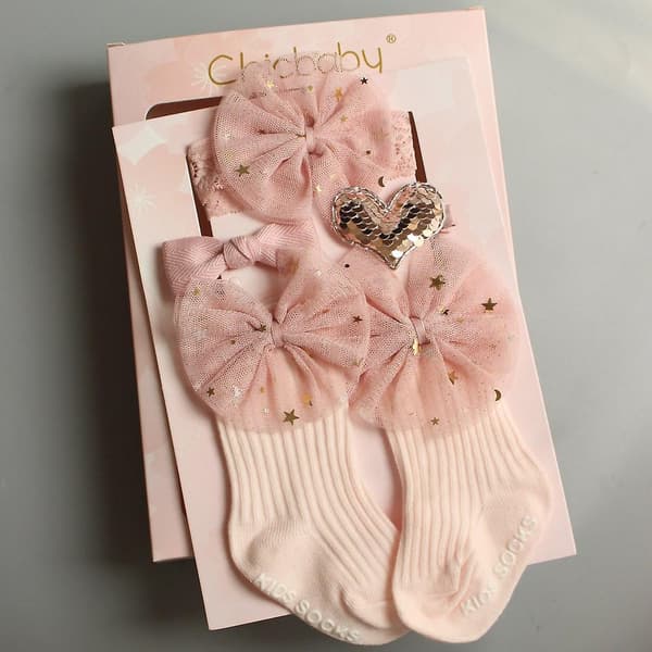 Nyfödd Hårtillbehör Presentset Båge Hårband Hårnål Hårnål Sockor