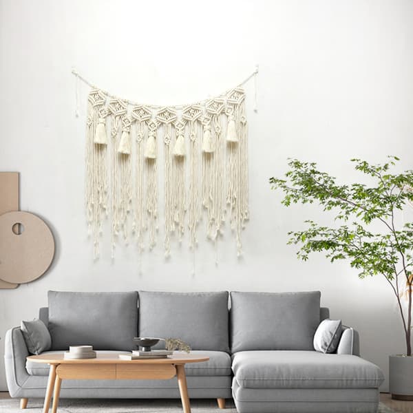 1 stk Makrame Veggteppe, Moderne Chic Vevd Gobelin, 80*90cm Han