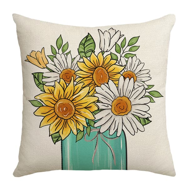 Set med 4 solrosblommiga kuddfodral - 45 x 45 cm