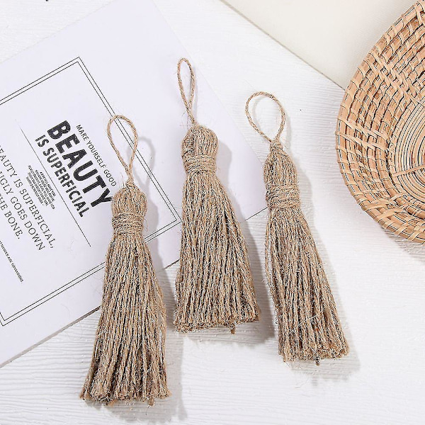 4 st användbara naturliga jute tofsar hem jute tofsar jute rep tofsar dekorationer diy