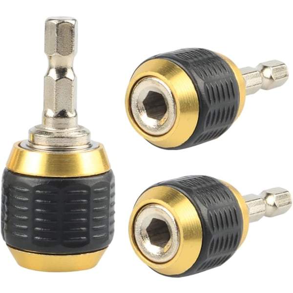 3 st 1/4\" Hexskaft Universal In- och Utdragbar Borrchuckadapter Borrbitthållare Snabbkoppling Koppling Anslutning Borrtillbehör