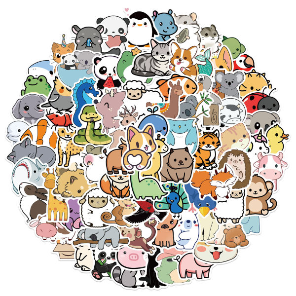 100 Pcs Animal Stickers, Cute Stuff for Kids, Vinyl Waterproof Ka