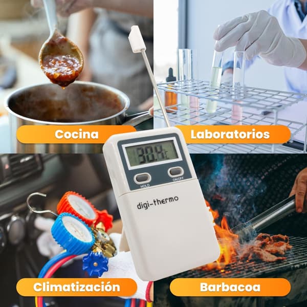 Bærbart digitalt termometer med probe og skærm -50º +300ºc
