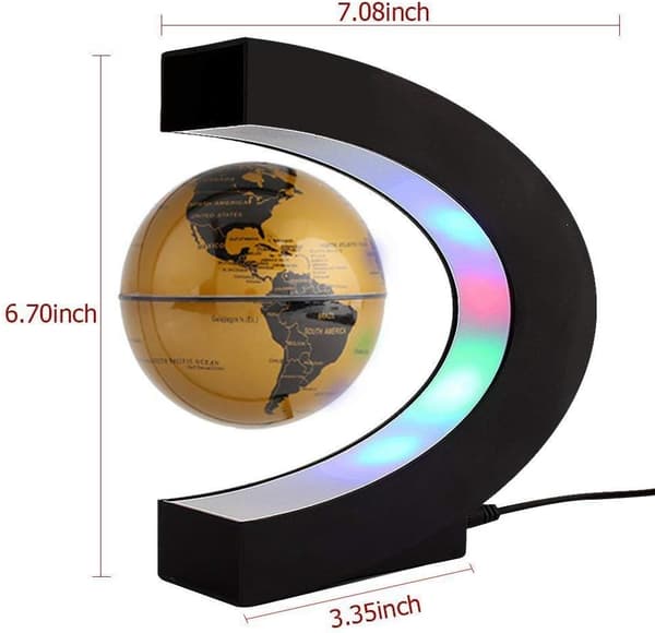 Kreativ flydende oplyst jordklode, C-formet magnetisk levitation