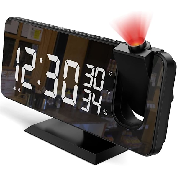 Projektionsväckarklocka för sovrum, 7,4\" stor LED-spegeldisplay