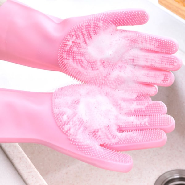 Vaskehandsker silikone opvaskehandsker frostet pink