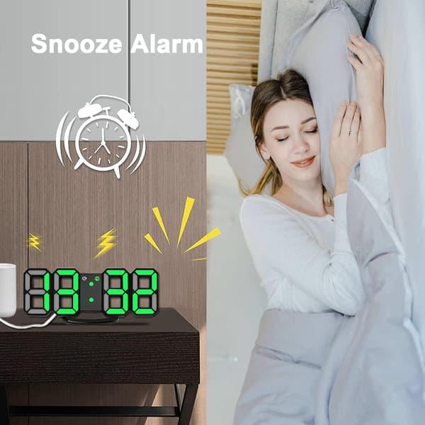 3D LED Digital Alarm Clock, 8.4\" Stor Skjerm for Soverom, med 3