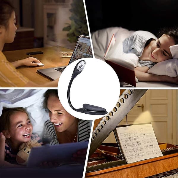 Bærbar Mini LED Klips Boklys Reise Bokleselys Lampe