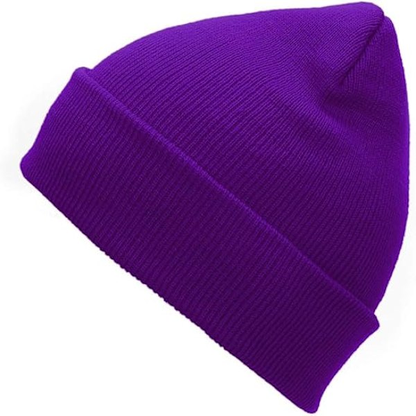 Beanie for Men Women Purple Beanie Hat Soft Winter Beanies Cuff Beanie Skull Caps Knit Hats