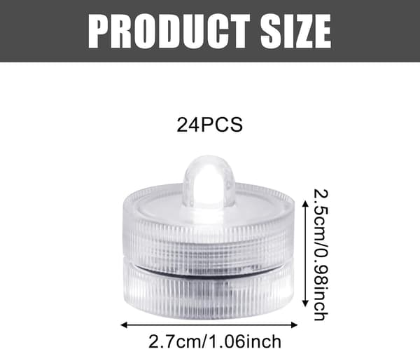 Mini Pool Light, 24 stk. Undervands Pool Light, Vandtæt Hvid L