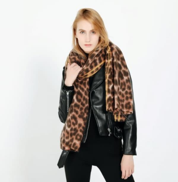 Dames Vintervarm Cachemire Pashmina Sjal Wrap Leopard Print Lang Sjal Halsvarmer