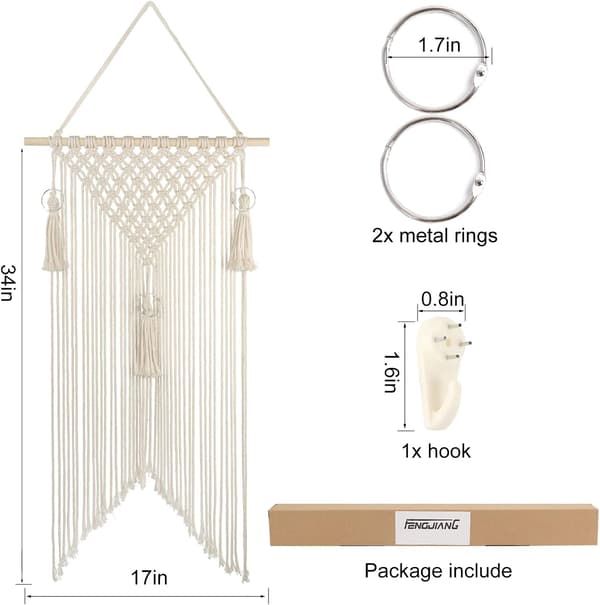 34'' Hårklips Hanger Makrame Hårbåndsholder Organizer til Pige