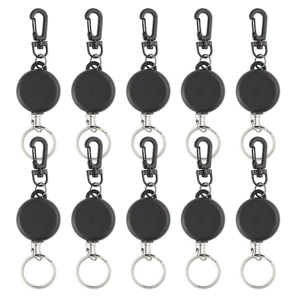 10 stk. Heavy Duty Retractable Key Chain Badge Reel Clips med 60 cm
