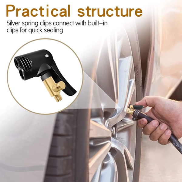 Dekkventil Adapter, Messing Inflator Dys, Inflator Ventilkontakt, for Bil eller Lastebil Dekk, Sykkel, Motorsykkel, Deflatert