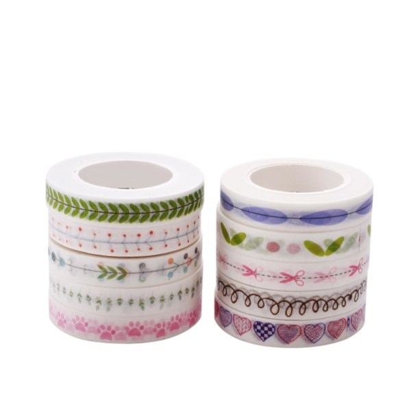 10 st dekorativ tejp Washi maskeringstejp set Washi tejp set D