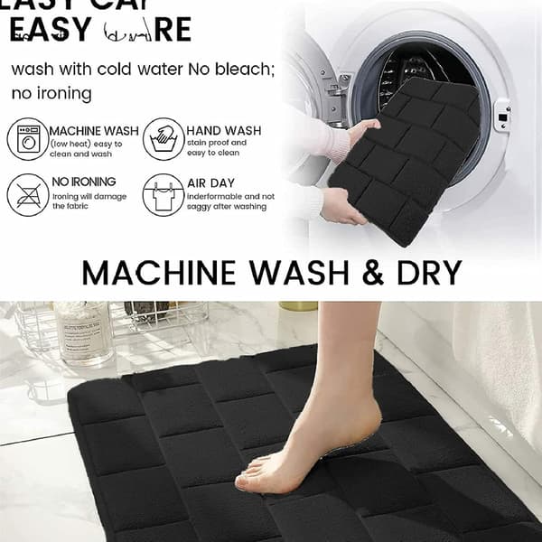 Memory Foam Bademåtte Skridsikker 31.5''x19.7'' Sort Badeværelsestæpper