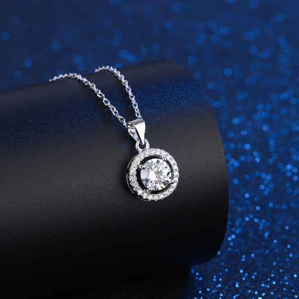 s925 silver Vitguldpläterat Halo-hänge