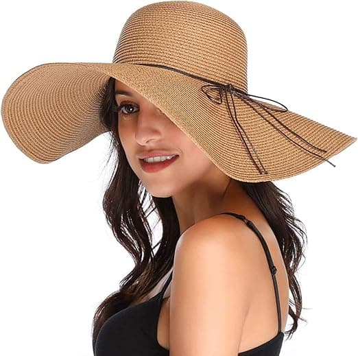 Dame Floppy Hat Halm Hat Bredskygget Solhatte Åndbar Foldbar