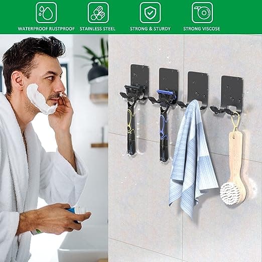 Duschrak för rakhyvel, 4-pack, multifunktionell handdukshållare