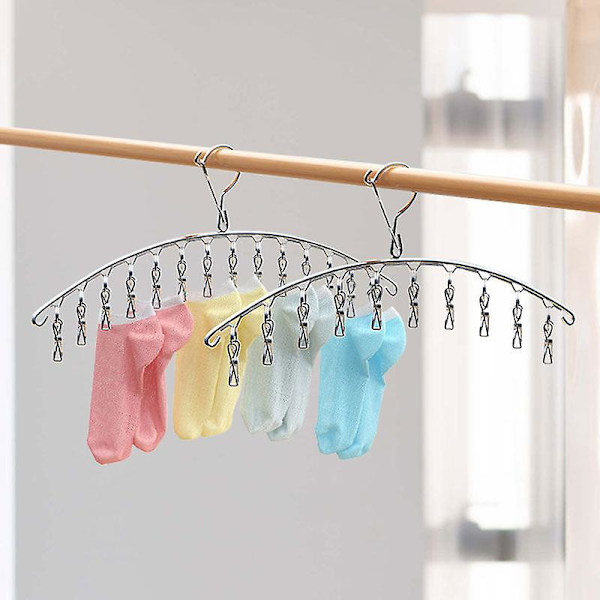 2 st rostfria torkstrumpor rack förvaring multi-clip