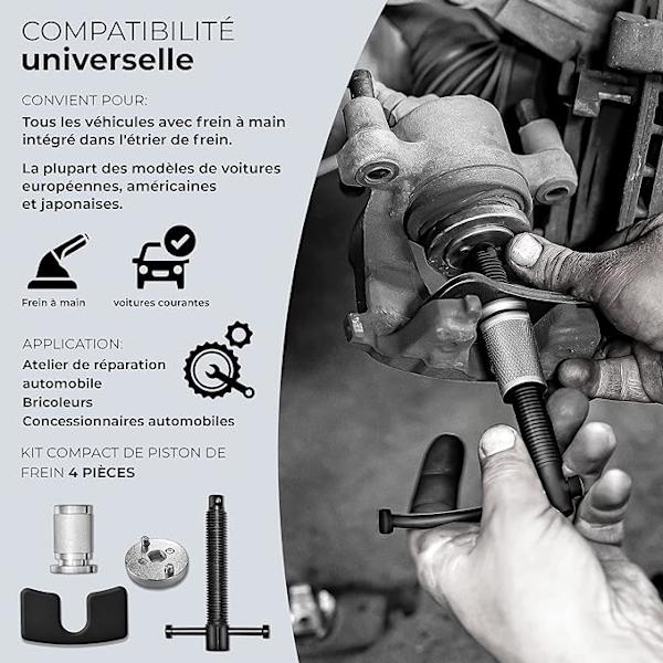 Sæt til tilbagestilling af bremsekaliber-stempel til udskiftning af skive-, sko- eller klodsebremseværktøjer og