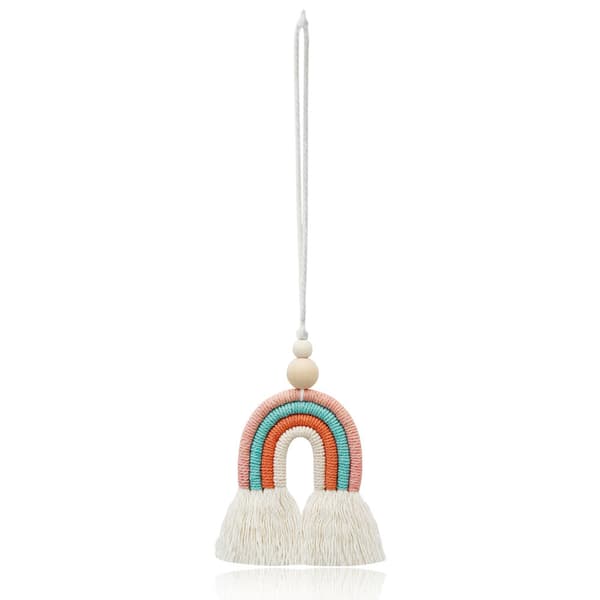 3-delt bilindvendig spejlpynt, macrame vægophæng, macra