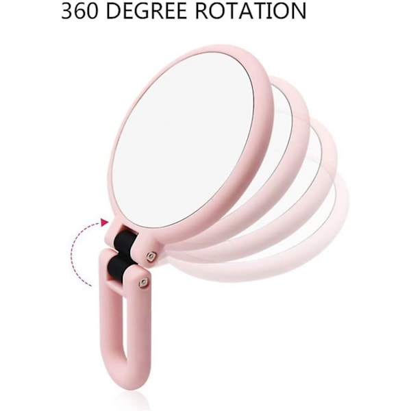 15x Förstorande Spegel Fällbar Roterbar Med Stativ (rosa)