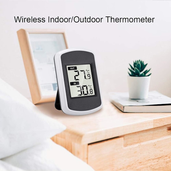 Trådlös Inomhus-/Utomhustermometer, Räckvidd upp till 100 meter, Precisionsmätning, Tydlig Digital LCD-skärm för Hemmakontor