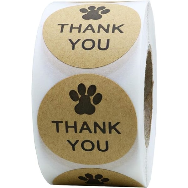 500 stk. Hundepotetryk takkemærker 1" runde konvolutetiketter (Kraft-papir)