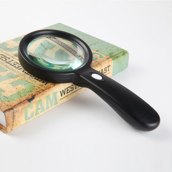 1 stk. Lighted Reading Magnifier, 10X forstørrelsesglas med 12 LED-lys