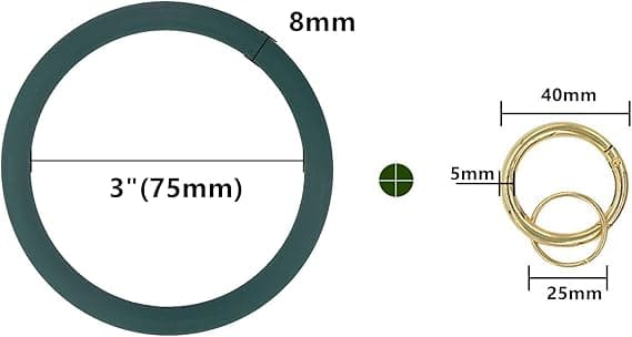 Silikonirannekoru Ympyräranneke Kumi Bangle Pyöreä Avaimenperän Pidike Musta 7cm
