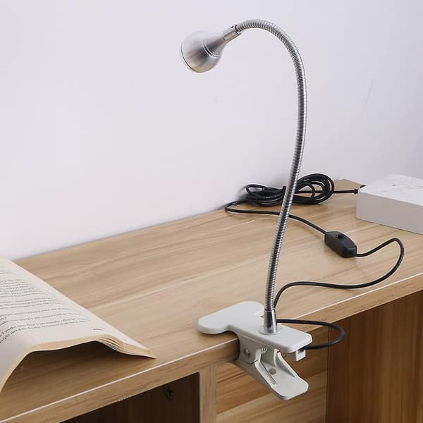 Led-leselampe for studier/arbeid/soving med klips og av/på-bryter