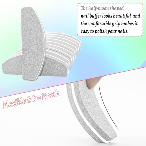 20 Stycken Nagelbuffer, 100/180 Grit Nagelbuffer Nagel Slipblock, Professionell Nagelpoleringsfil för Slipning av Akryl- eller Gelnaglar Naturligt Grå