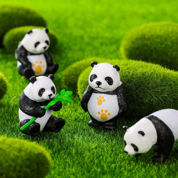 Pandafigurer, 8 st Pandafigurer Söta Miniatyr Panda Mini Djurfigurer Presenter till Flickor Miniatyr Trädgårdsdekoration