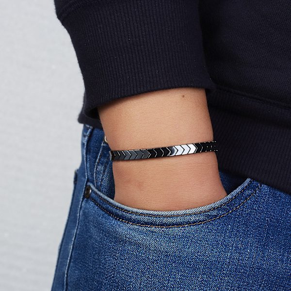 Unisex Magnetisk Hematit Sten Justerbar Armband Bangle Gå Ner I Vikt Smycken, set om 6 st