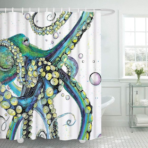 Farverig Fashion Octopus Bruseforhæng til Badeværelse