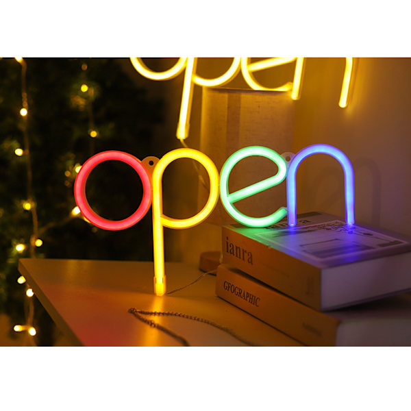LED ÅBEN Neon Skilt til Virksomhed Med ON/OFF Afbryder 5V USB Strømforsyning 18*35cm Farverig