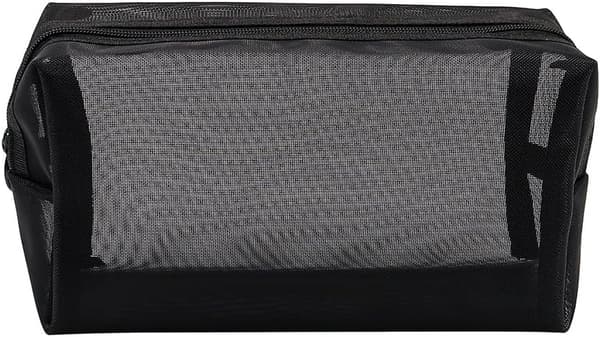 Pieces Mesh Makeup Tasker, Bærbar Rejse Organizer Pung med Lynlås (Sort)