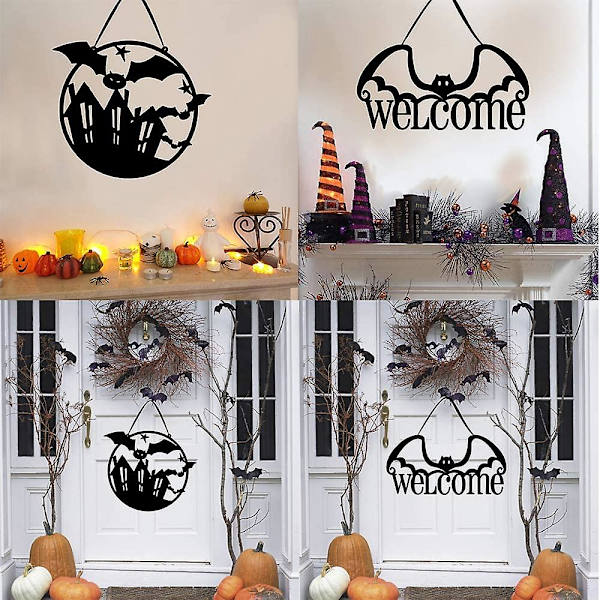 Halloween-aiheinen ripustettava tervetulotoivotuskilpi