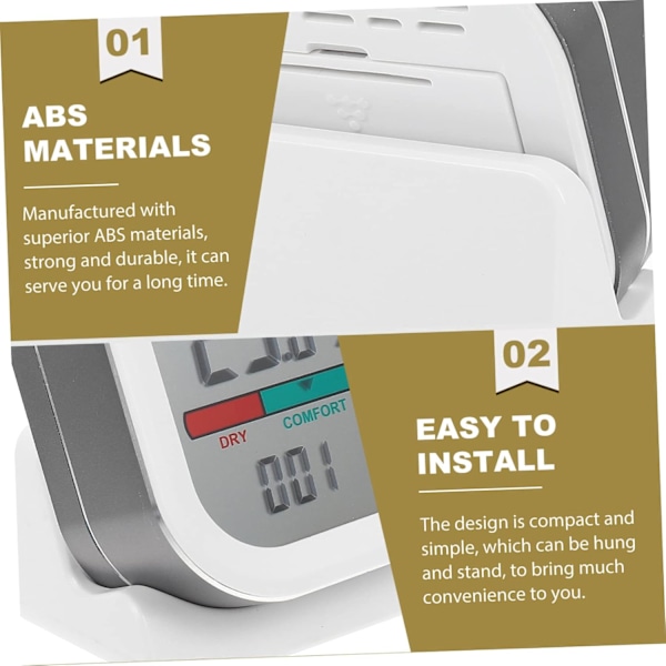 Elektronisk termometer och hygrometer inomhustermometer kylskåpstermometer kylskåpshygrometer inomhus ABS